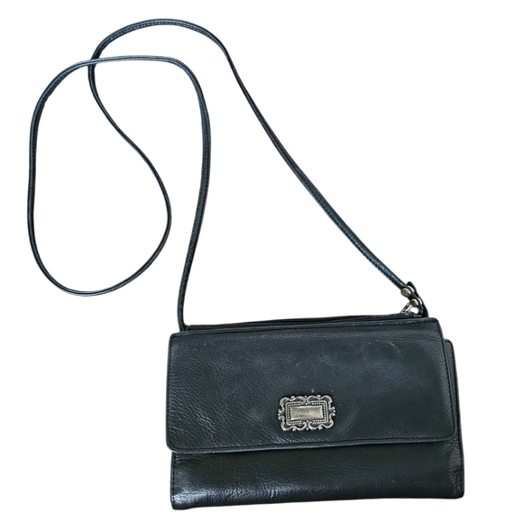 Vintage Y2k Fossil Small Black Leather Organizer Crossbody Bag - Picture 1 of 7